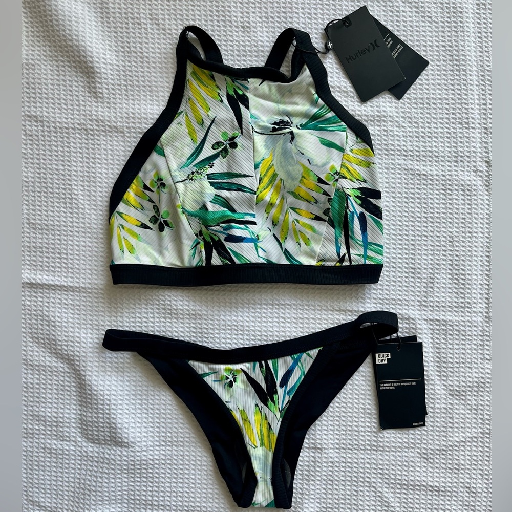 Hurley Two Piece Bathing Suit - Cheeky Bikini - Halter Top